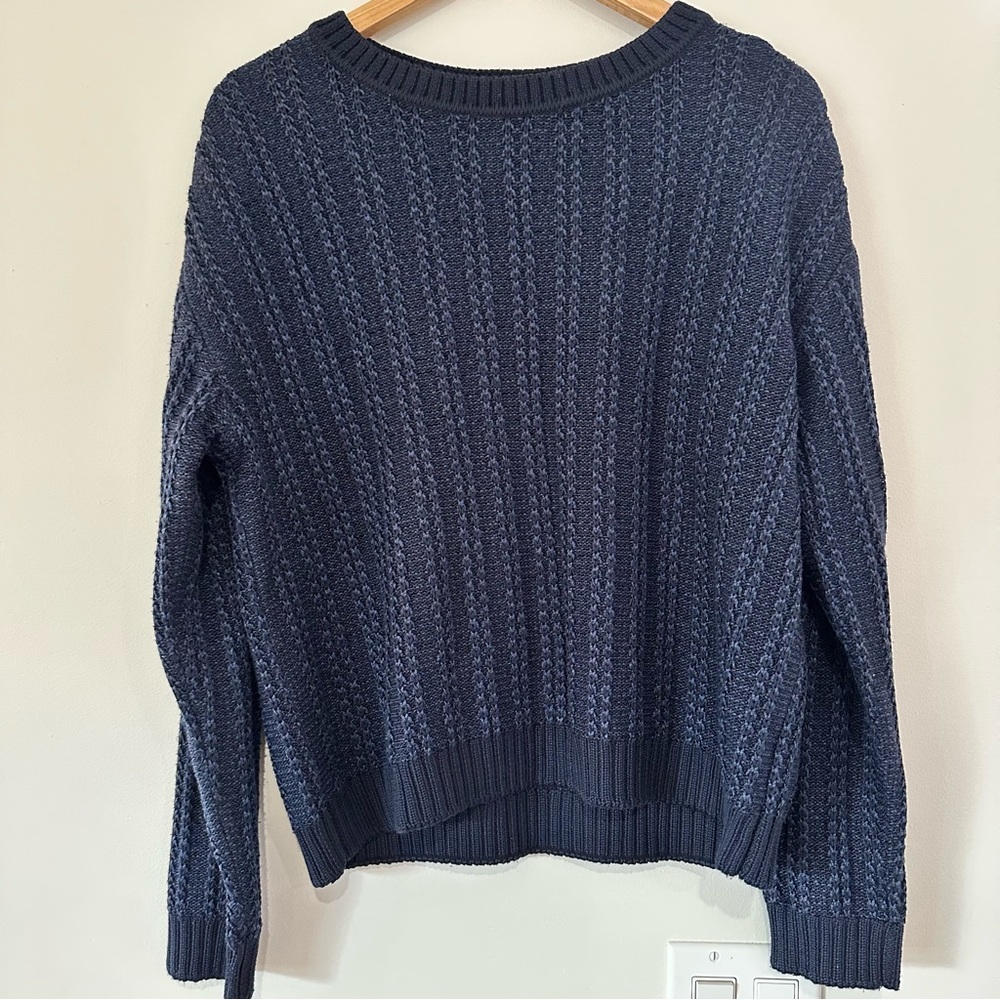 St John Sport Women’s Crew Neck Knit Sweater Navy Blue Size Large